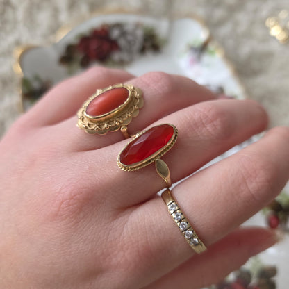 Vintage 14k gouden ring met carneool