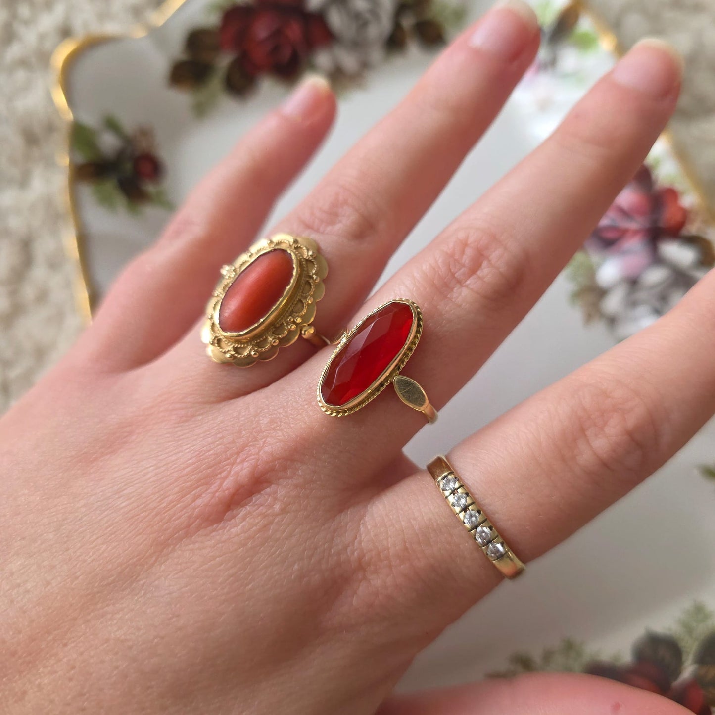 Vintage 14k gouden ring met carneool