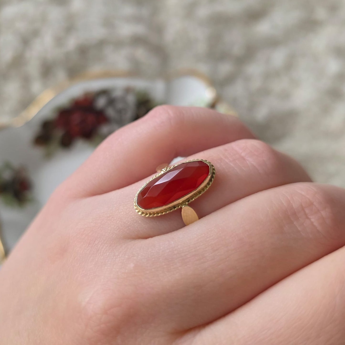 Vintage 14k gouden ring met carneool