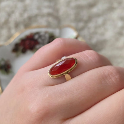 Vintage 14k gouden ring met carneool