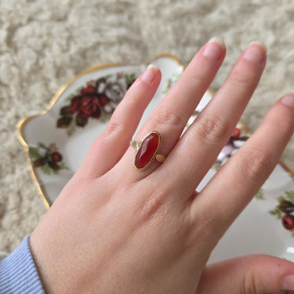 Vintage 14k gouden ring met carneool