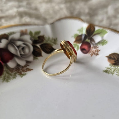 Vintage 14k gouden ring met carneool