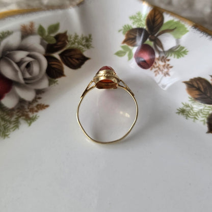 Vintage 14k gouden ring met carneool