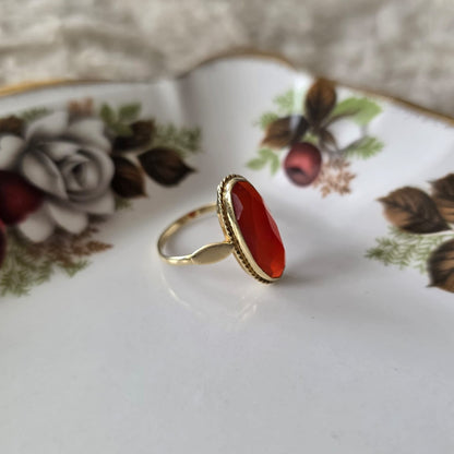 Vintage 14k gouden ring met carneool
