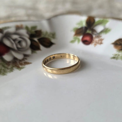 Vintage 14k gouden ring met 5 diamanten