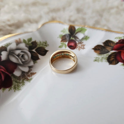 Vintage 14k gouden ring met smaragd en diamant