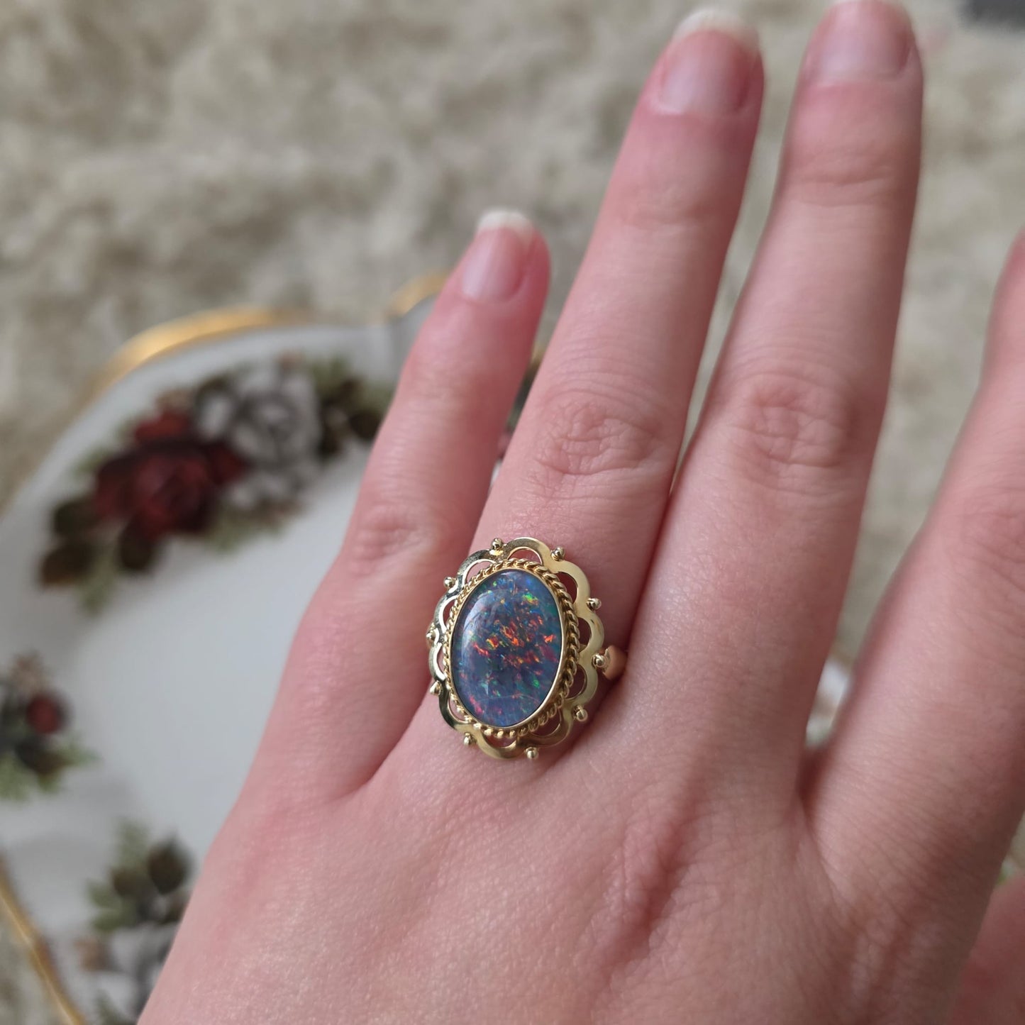 Vintage 14k gouden ring met opaal