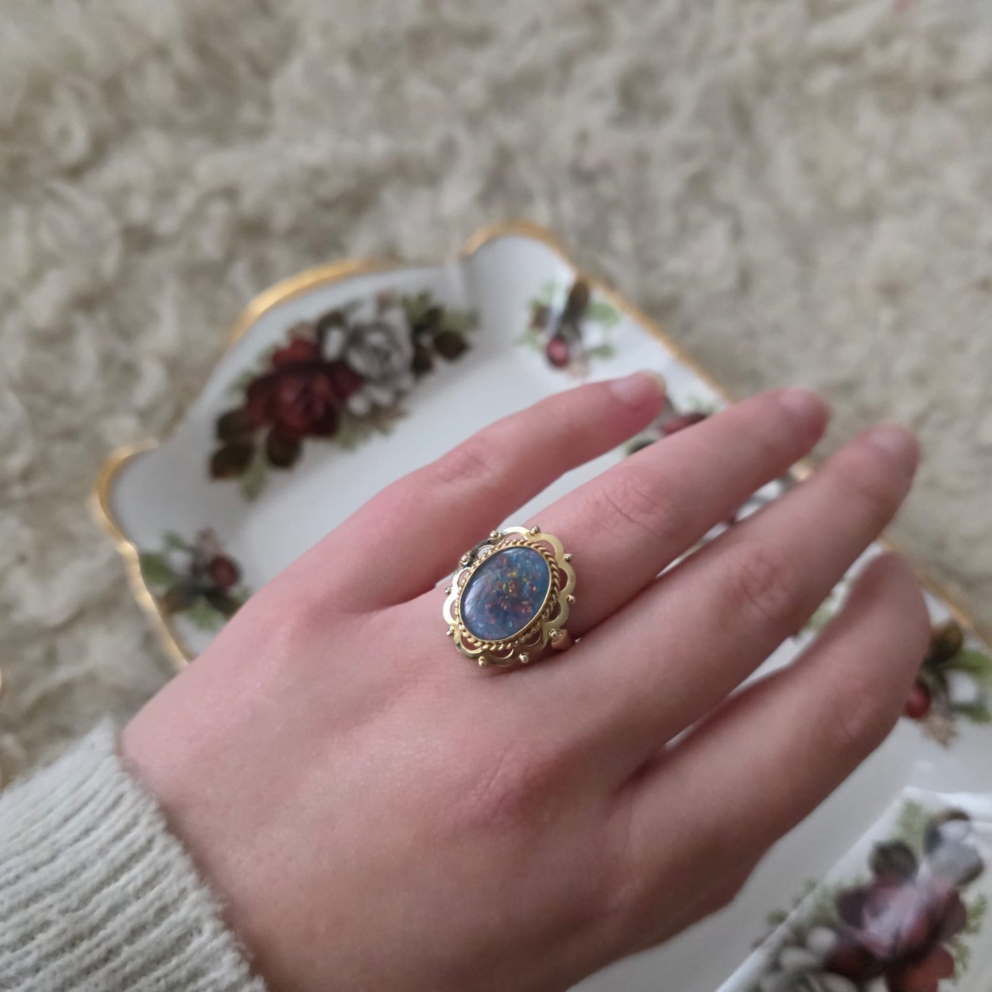 Vintage 14k gouden ring met opaal