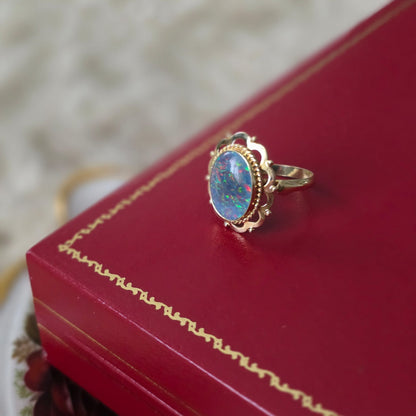 Vintage 14k gouden ring met opaal