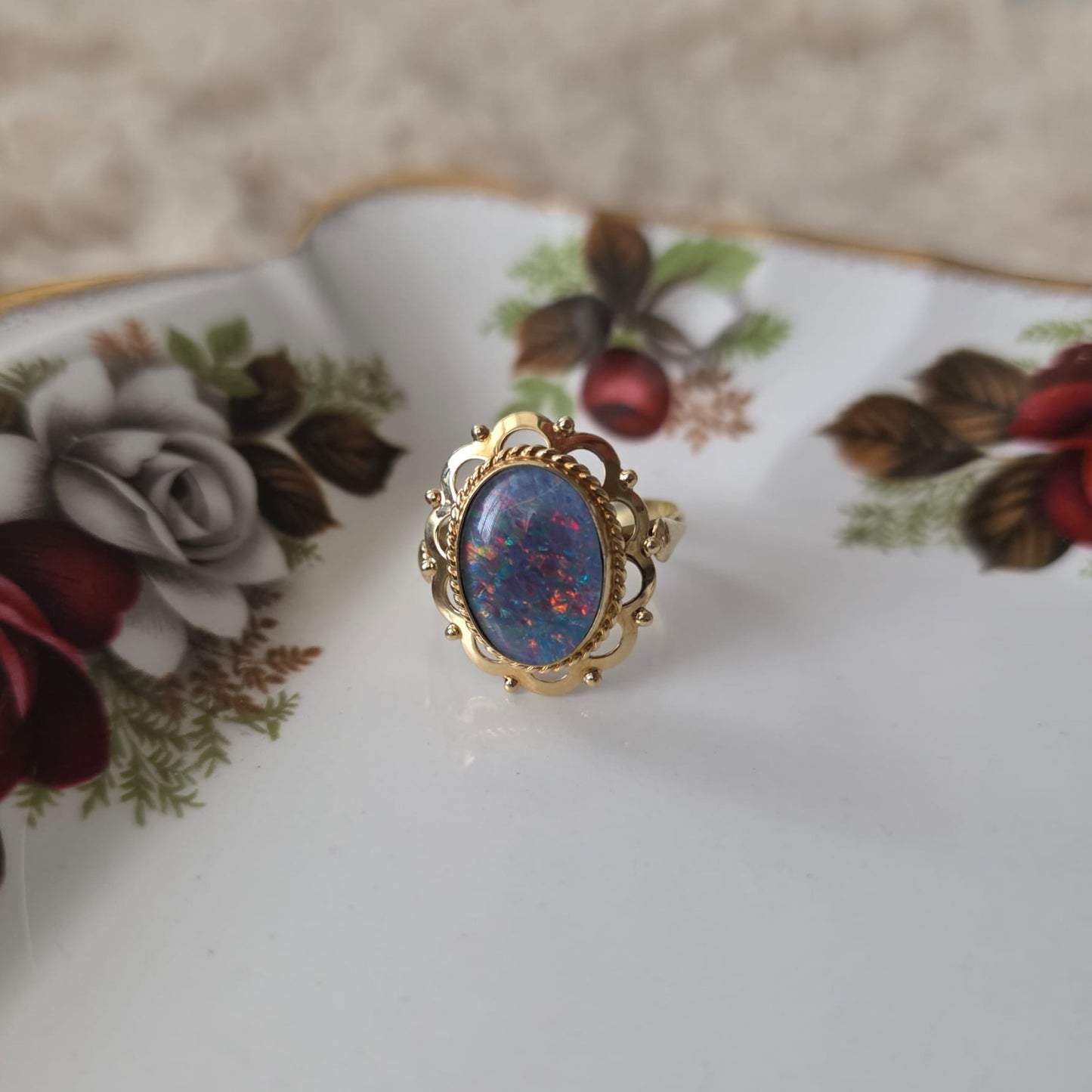 Vintage 14k gouden ring met opaal