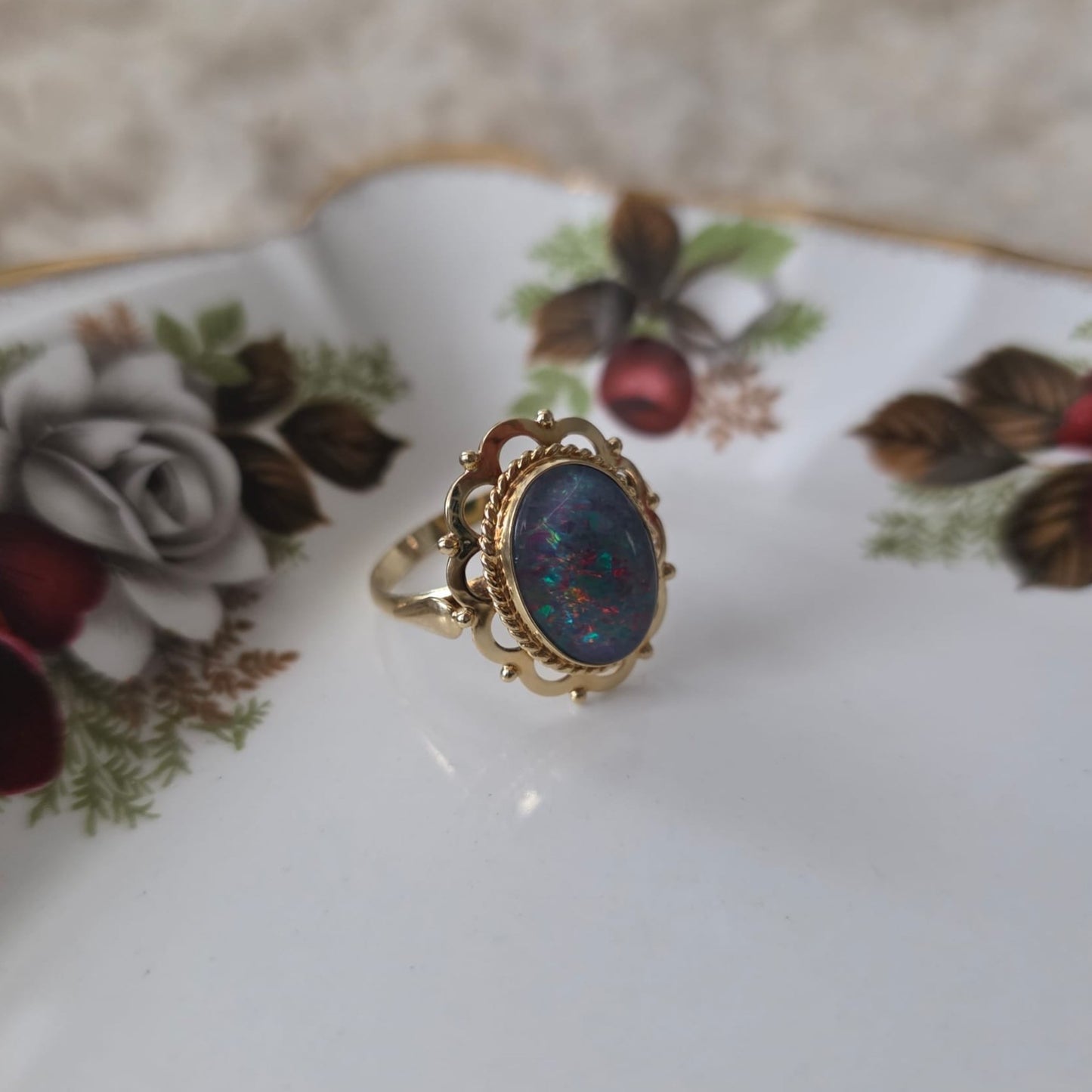 Vintage 14k gouden ring met opaal