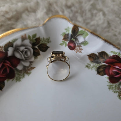 Vintage 14k gouden cocktail ring met rookkwarts