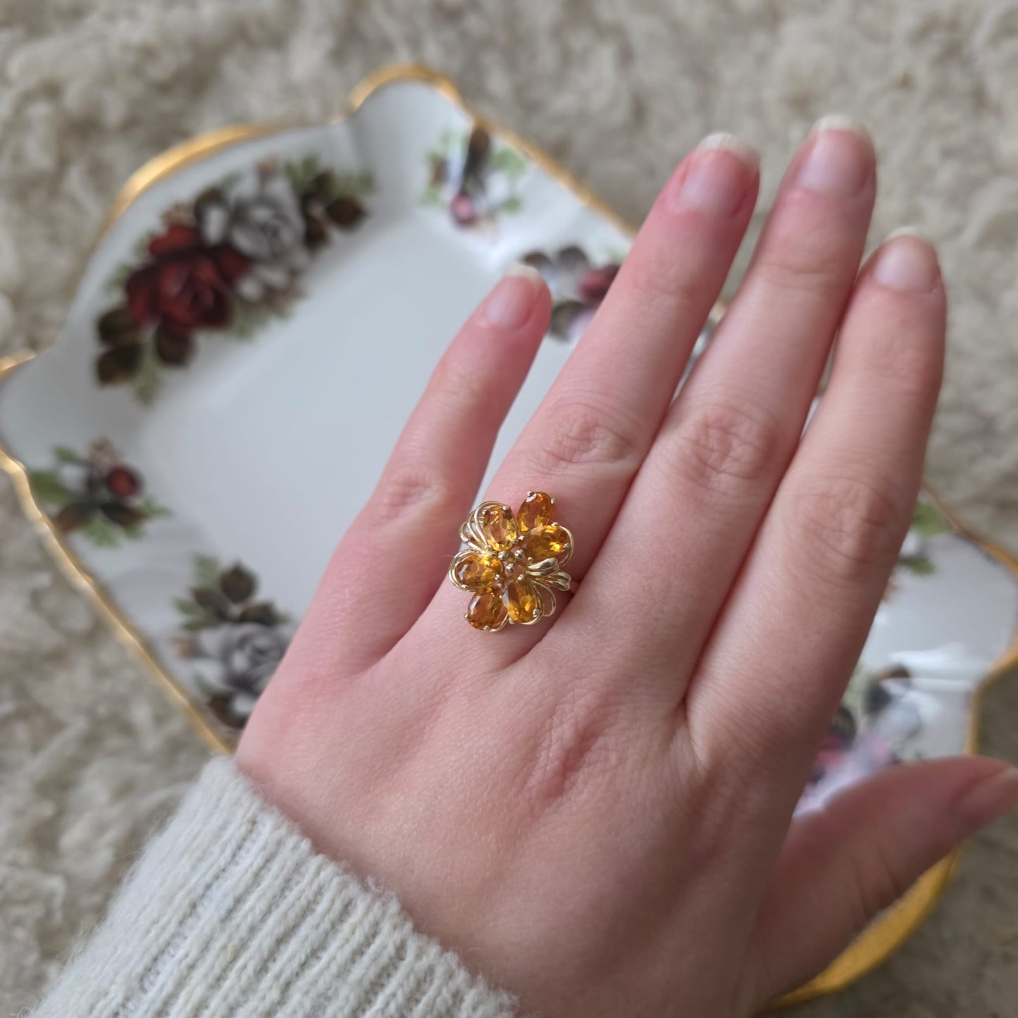 Vintage 14k gouden ring met citrien