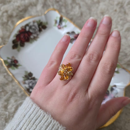 Vintage 14k gouden ring met citrien