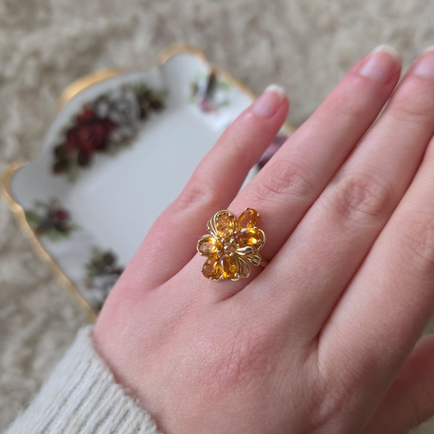 Vintage 14k gouden ring met citrien