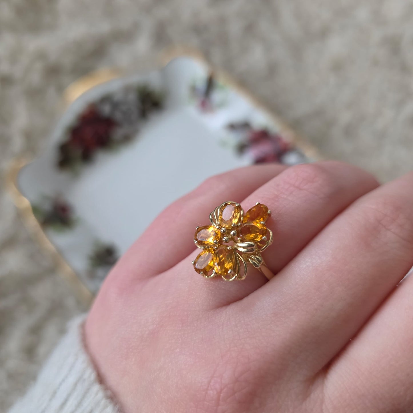 Vintage 14k gouden ring met citrien