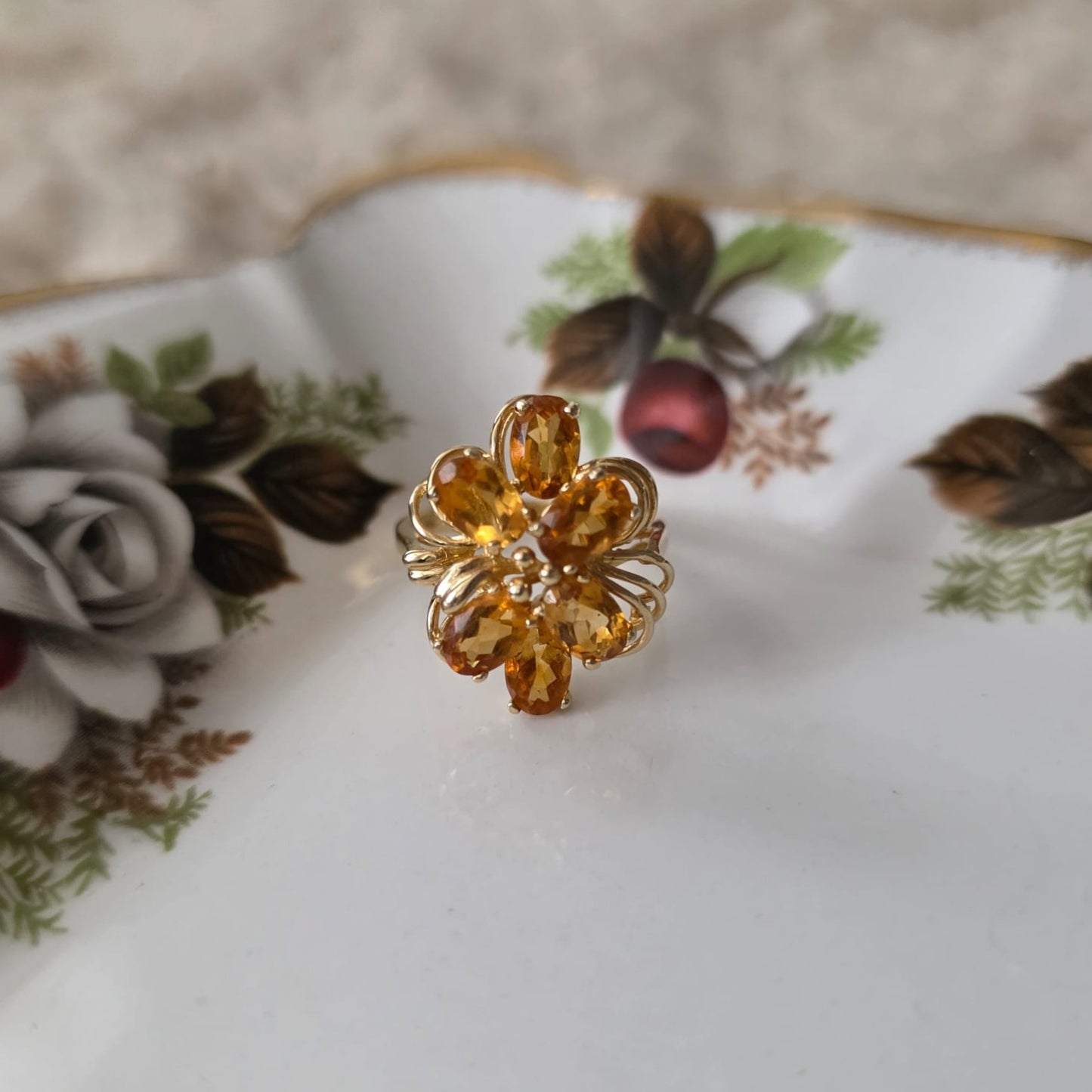 Vintage 14k gouden ring met citrien