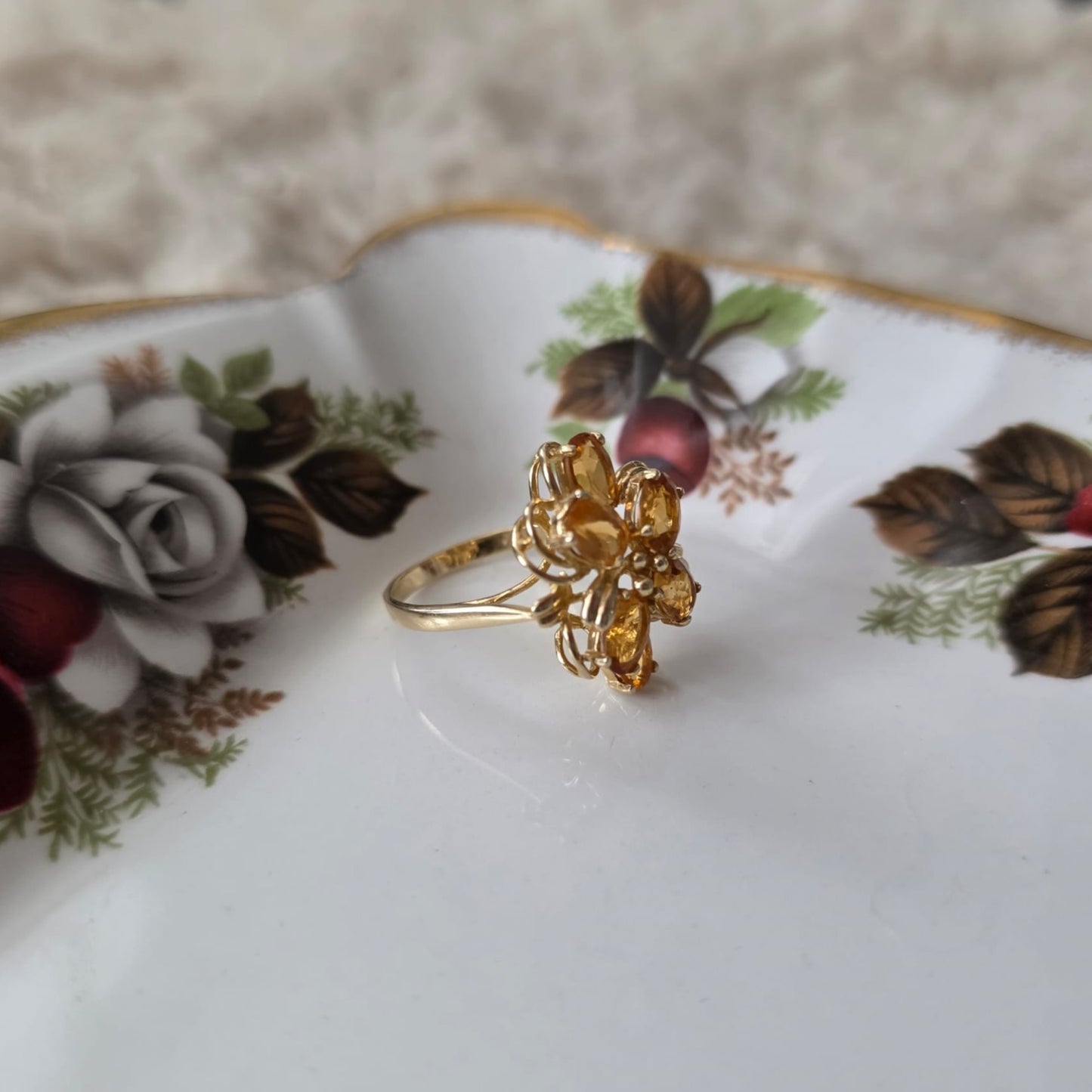 Vintage 14k gouden ring met citrien