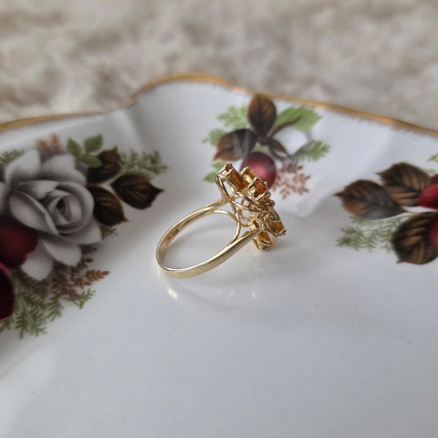 Vintage 14k gouden ring met citrien
