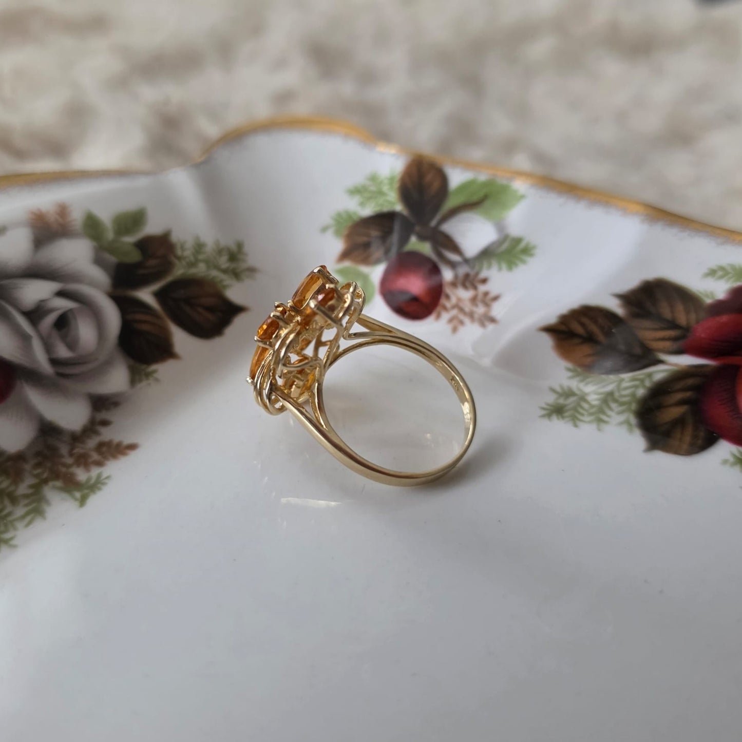 Vintage 14k gouden ring met citrien