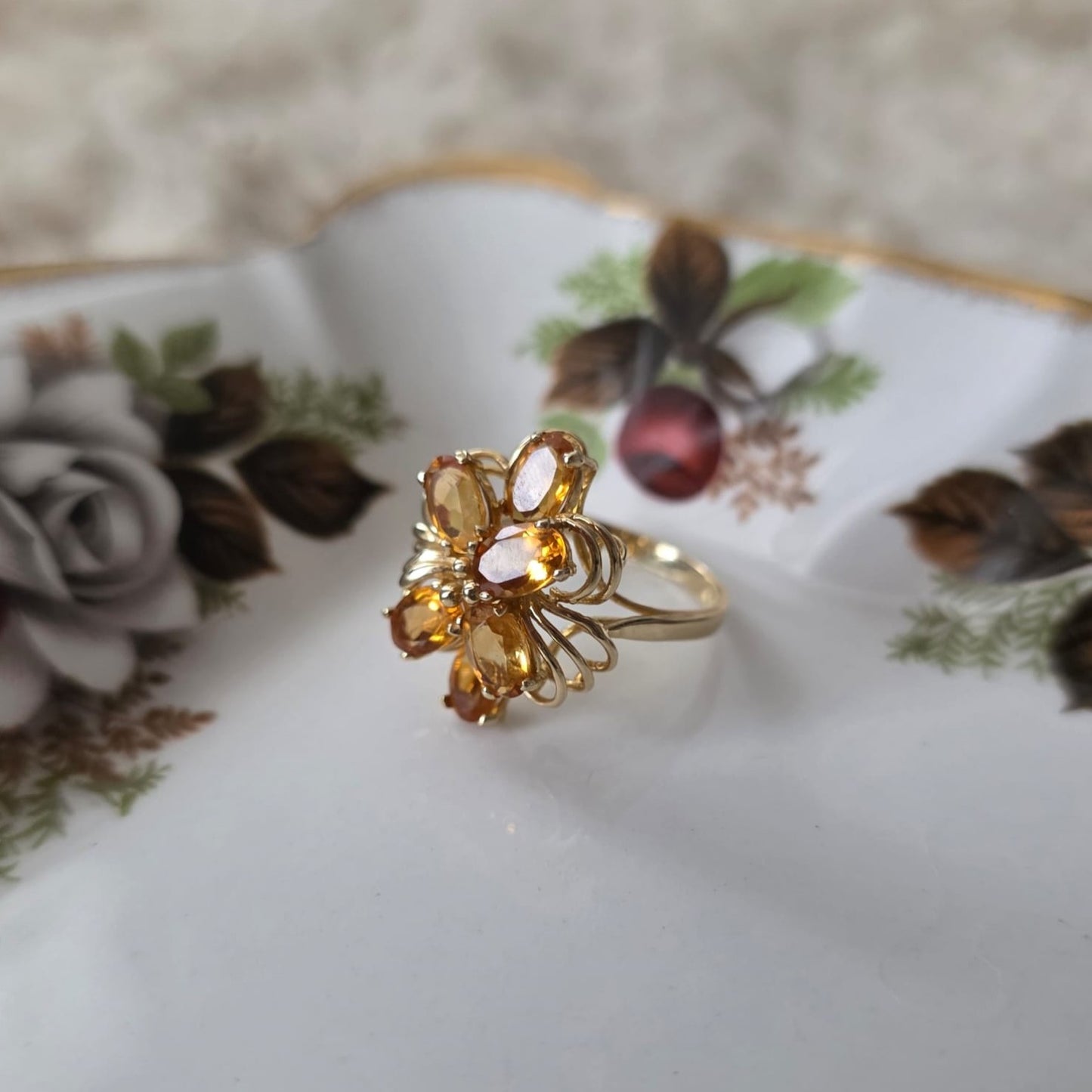 Vintage 14k gouden ring met citrien