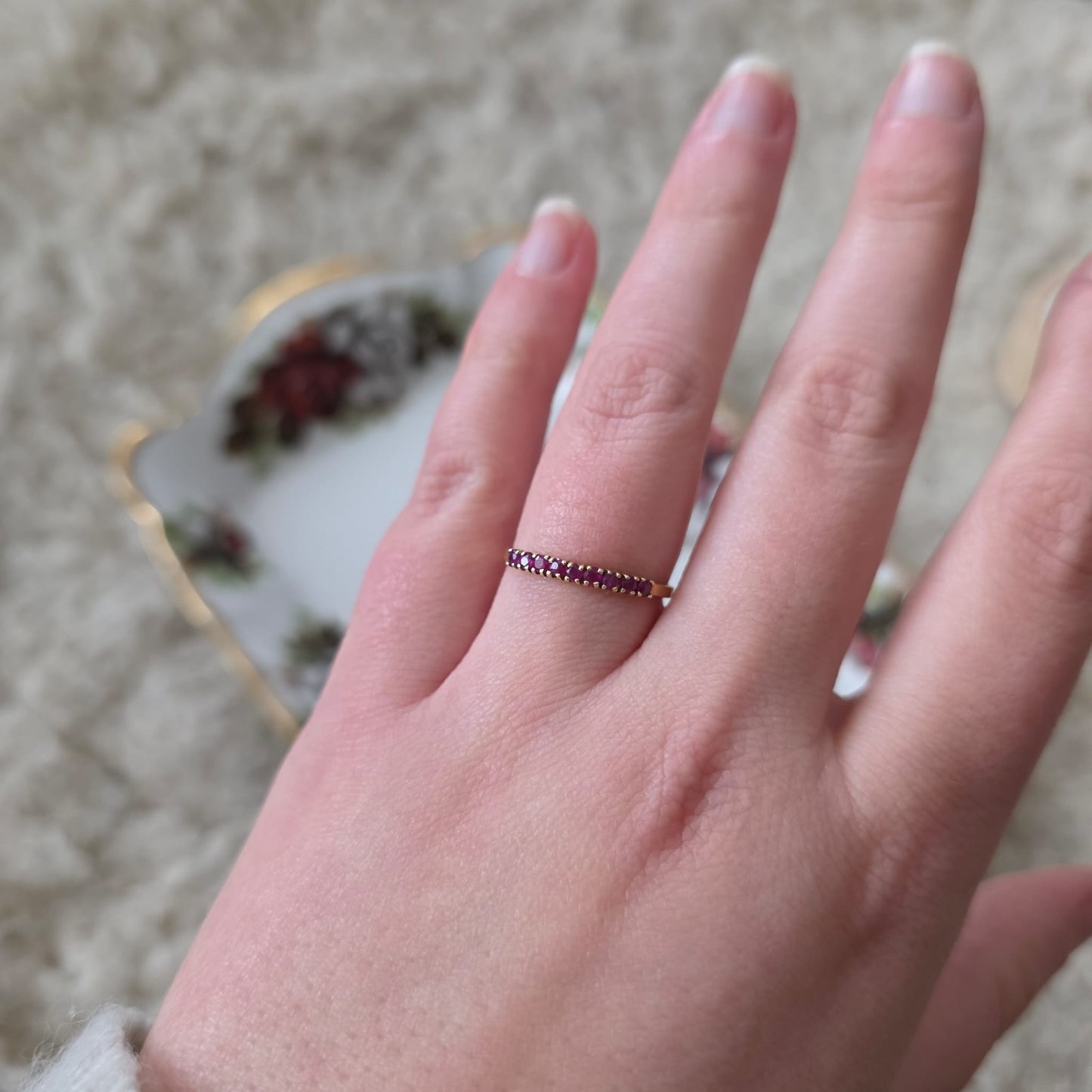 Vintage 14k gouden ring met robijnen