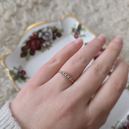 Vintage 14k gouden ring met witte kwarts