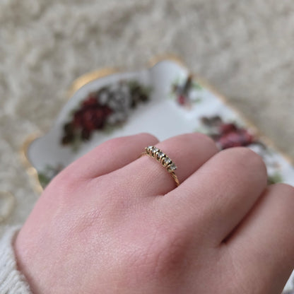 Vintage 14k gouden ring met witte kwarts