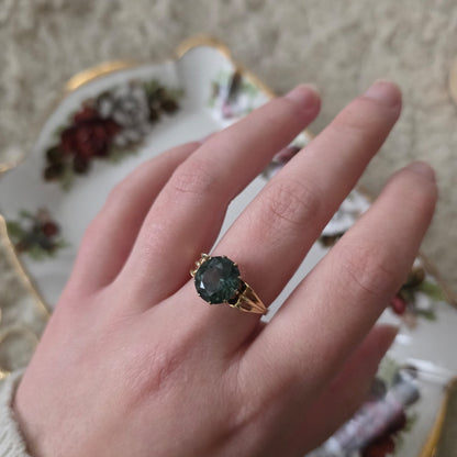Vintage 14k gouden ring met groene spinel