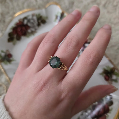 Vintage 14k gouden ring met groene spinel