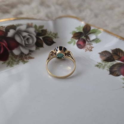 Vintage 14k gouden ring met groene spinel