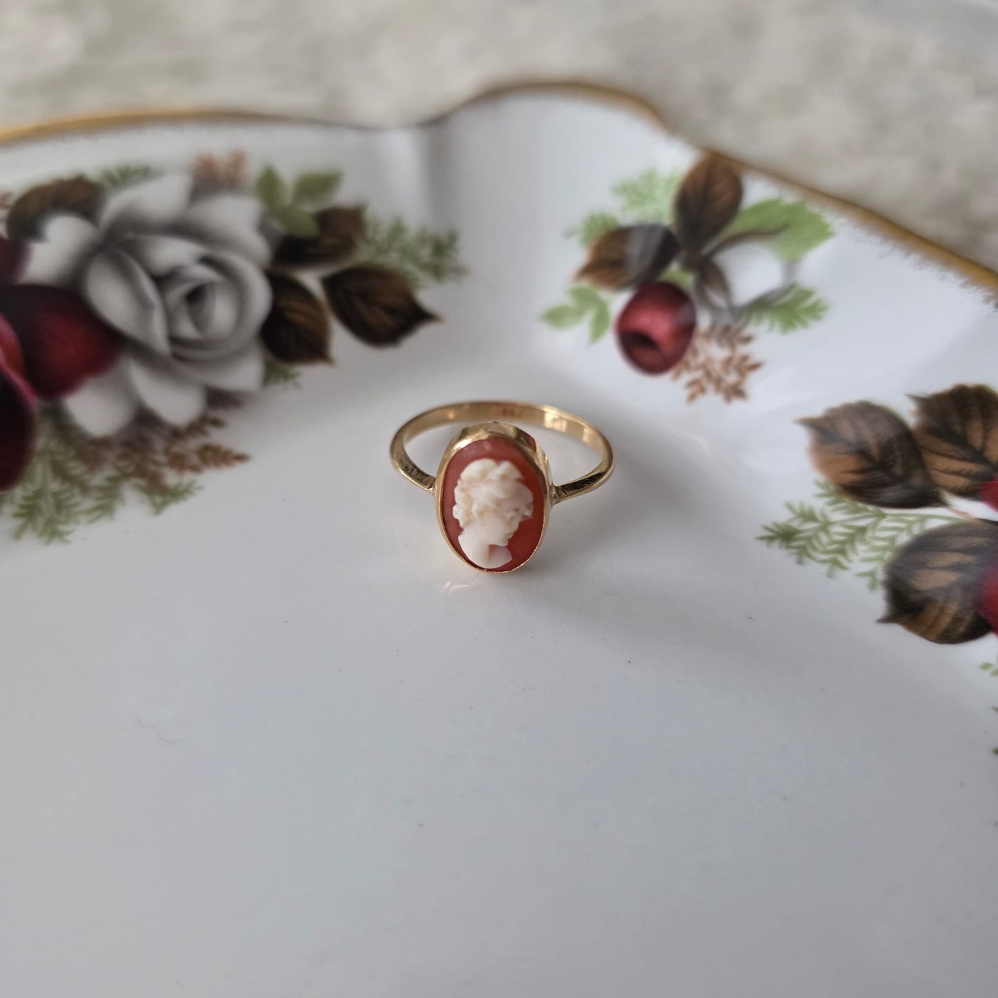 Vintage 18k gouden ring camee