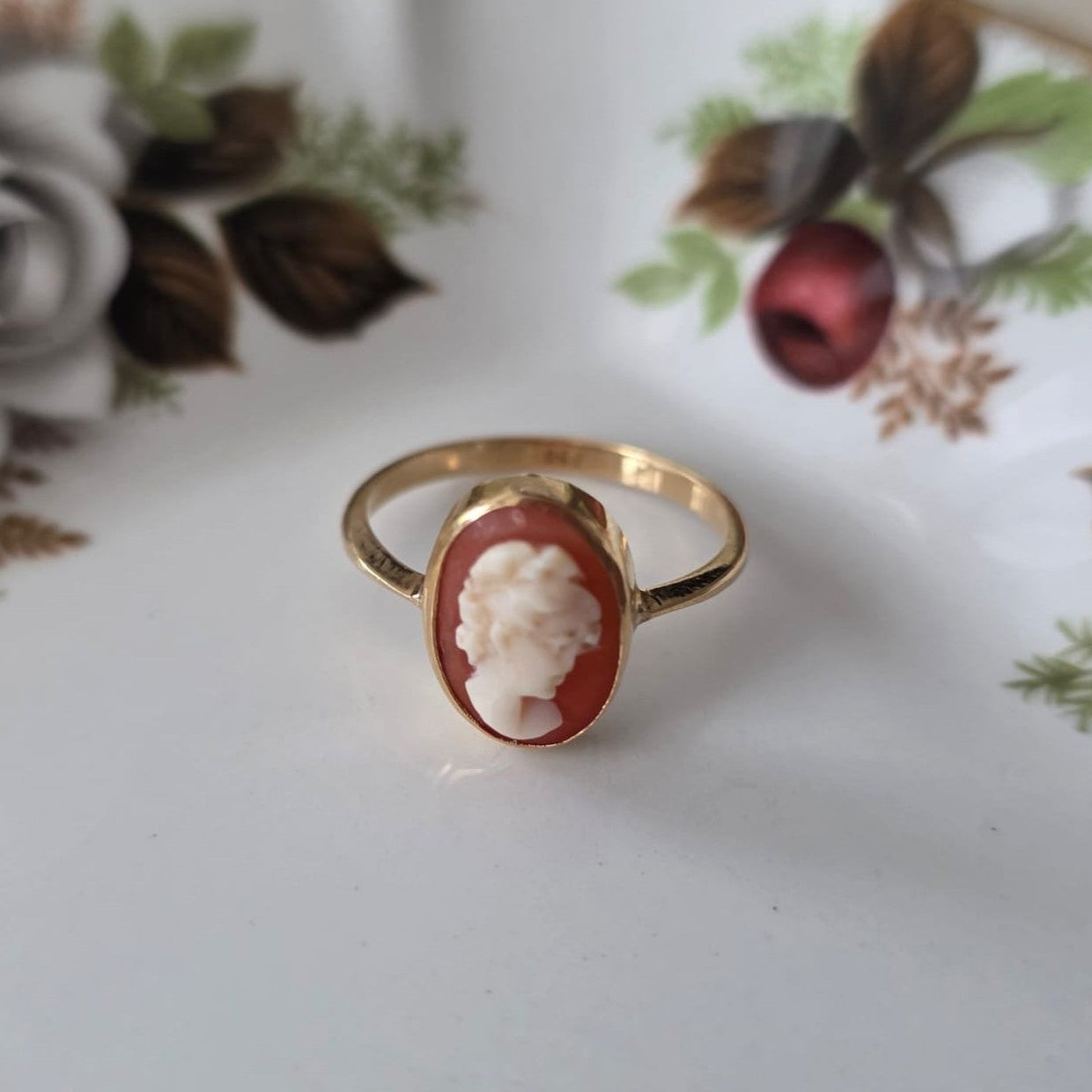 Vintage 18k gouden ring camee