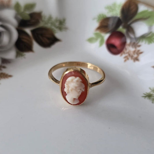 Vintage 18k gouden ring camee