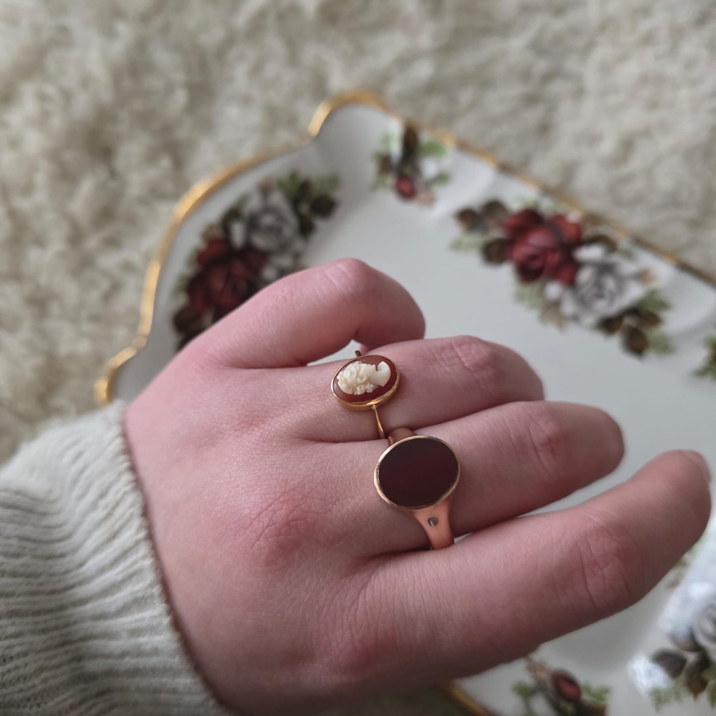 Vintage 18k gouden ring camee