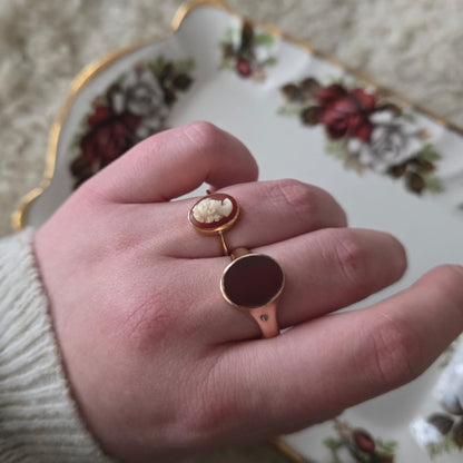 Vintage 8k zegelring met carneool