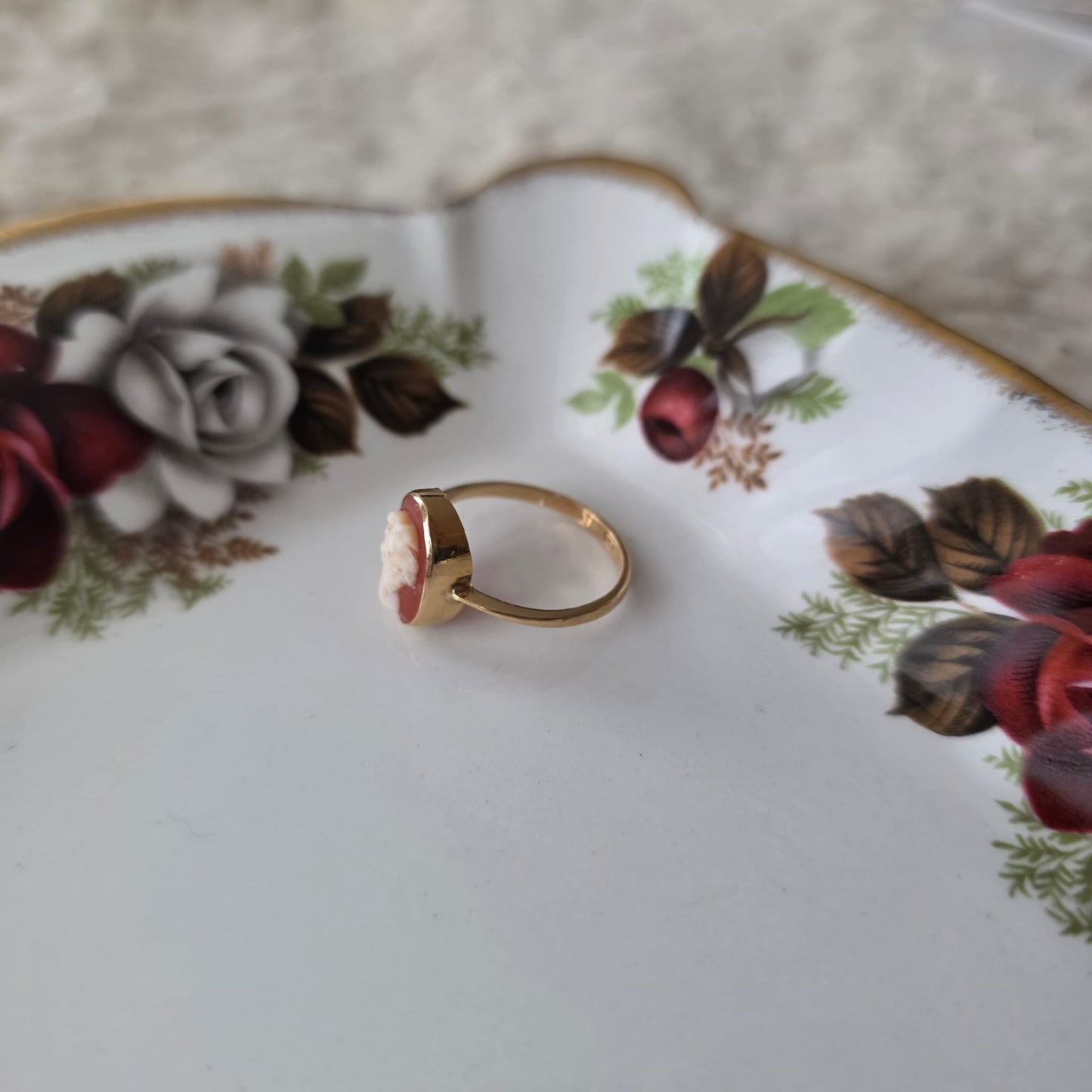 Vintage 18k gouden ring camee