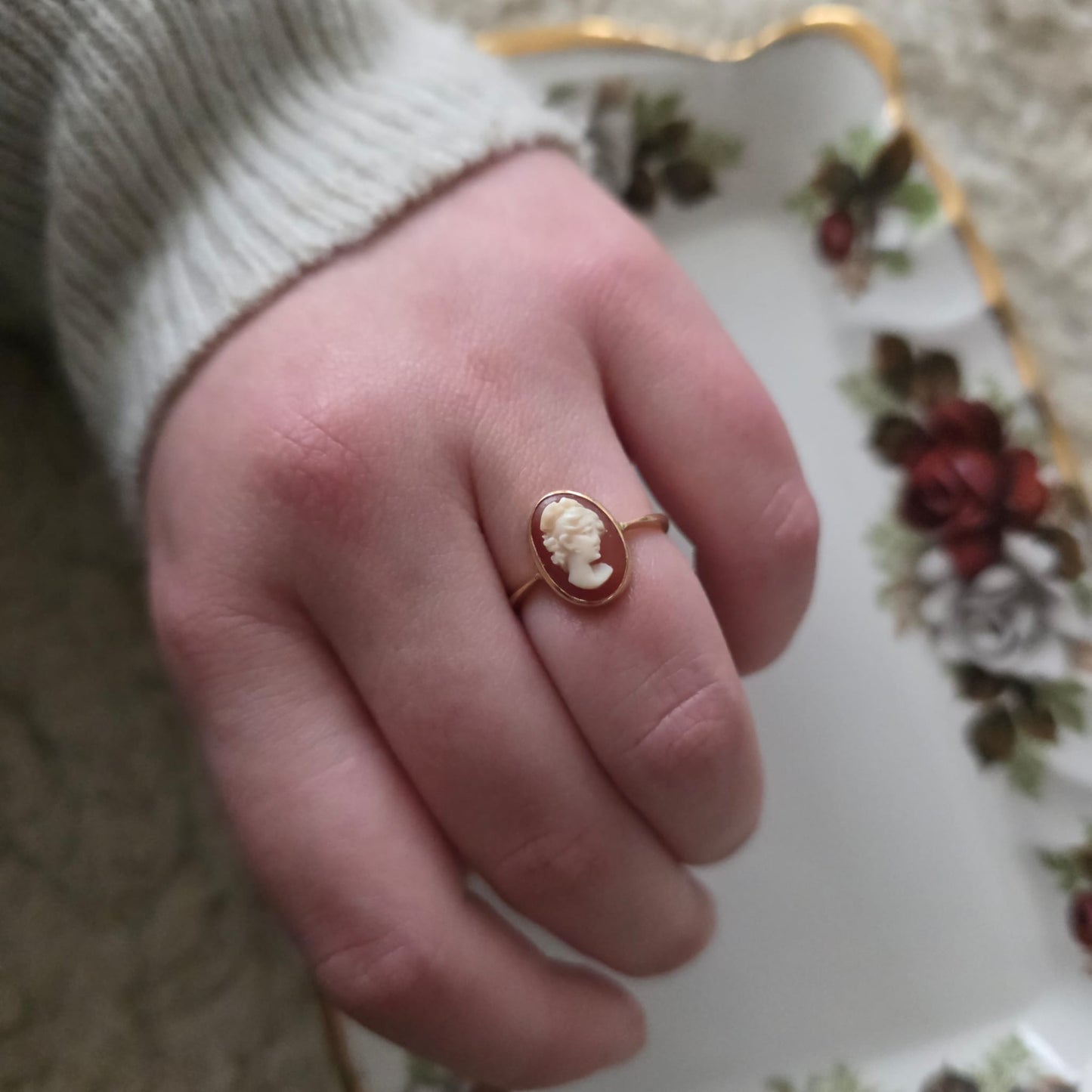 Vintage 18k gouden ring camee