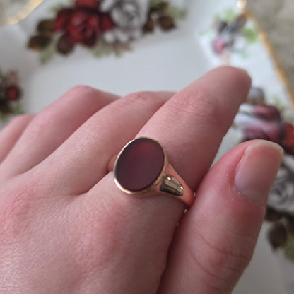 Vintage 8k zegelring met carneool