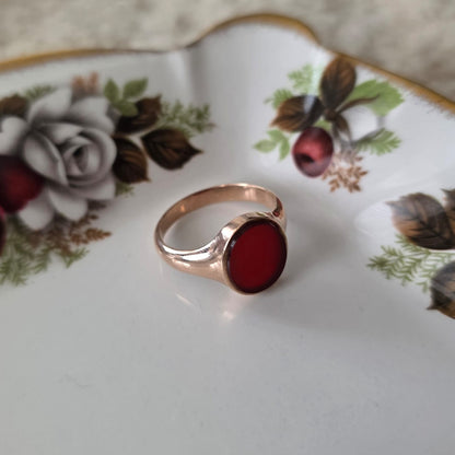 Vintage 8k zegelring met carneool