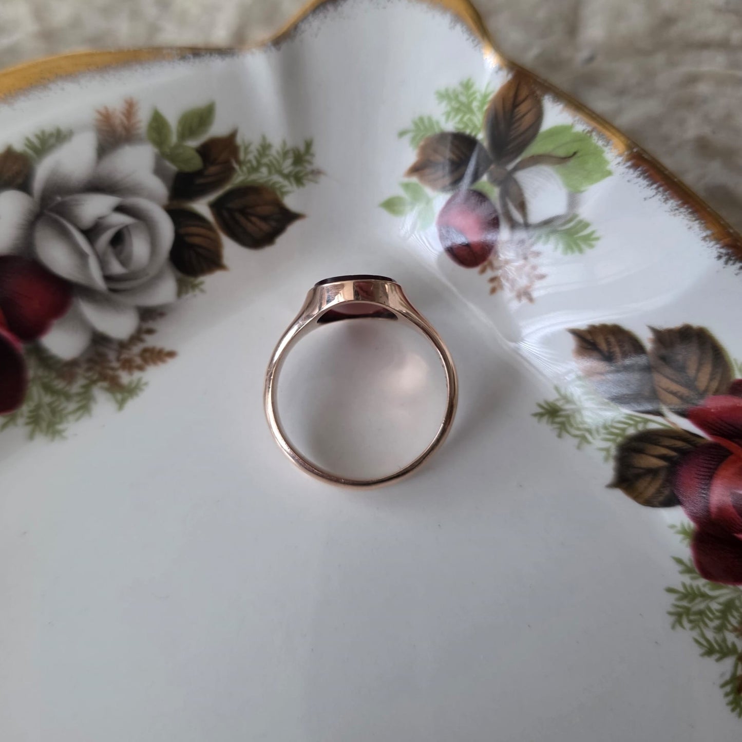 Vintage 8k zegelring met carneool