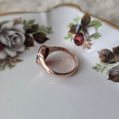 Vintage 8k zegelring met carneool