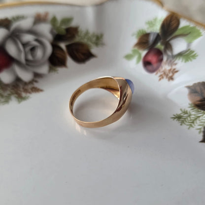 Vintage 18k gouden zegelring met chalcedoon