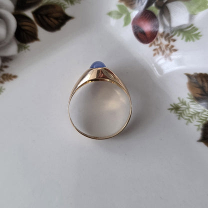 Vintage 18k gouden zegelring met chalcedoon