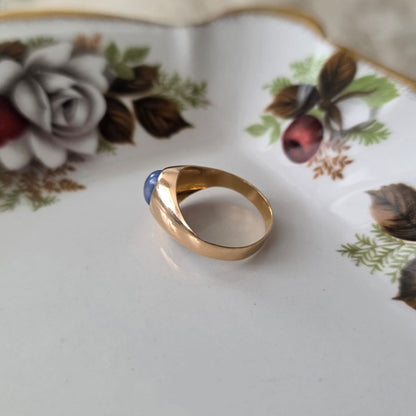 Vintage 18k gouden zegelring met chalcedoon