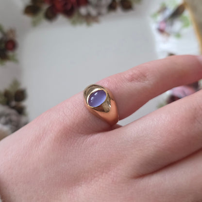 Vintage 18k gouden zegelring met chalcedoon