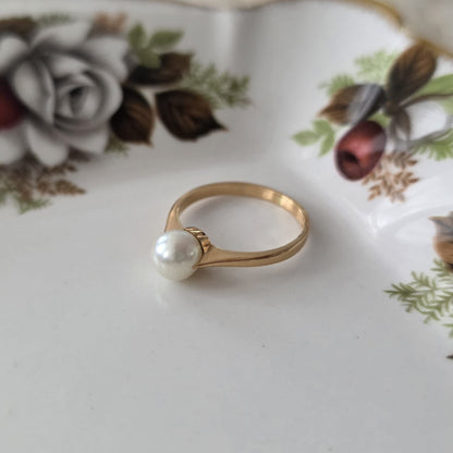 Vintage 18k gouden ring met parel