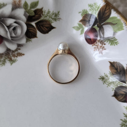 Vintage 18k gouden ring met parel