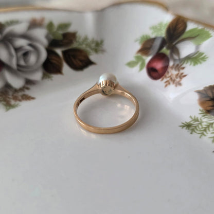 Vintage 18k gouden ring met parel