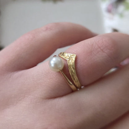 Vintage 18k gouden ring met parel